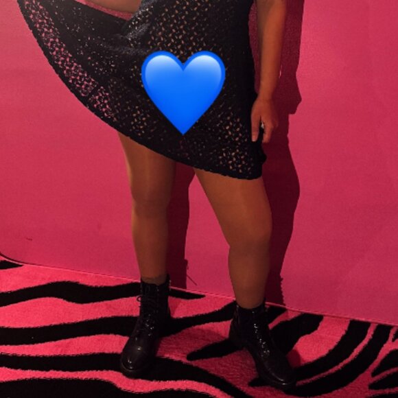 NWT SPEECHLESS NAVY BLUE CUT OUT SEE THROUGH DRESS A LINE MINI MEDIUM - Picture 2 of 10